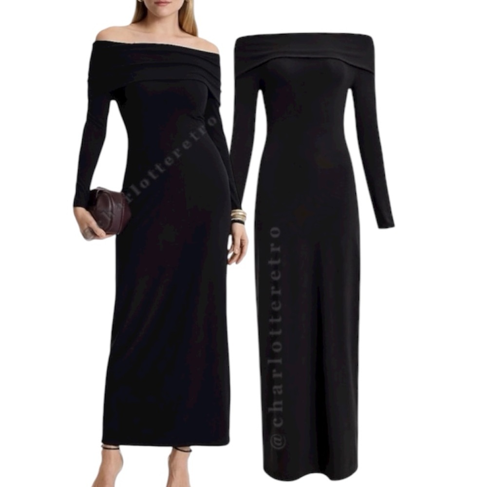 NWT • Off-Shoulder Knit Maxi Sweater Dress